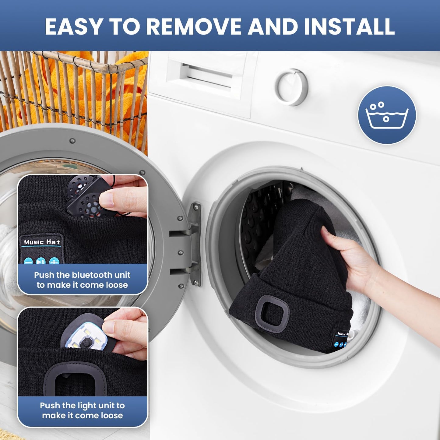 Nuvy Bluetooth Beanie Hats With Lights Bundle