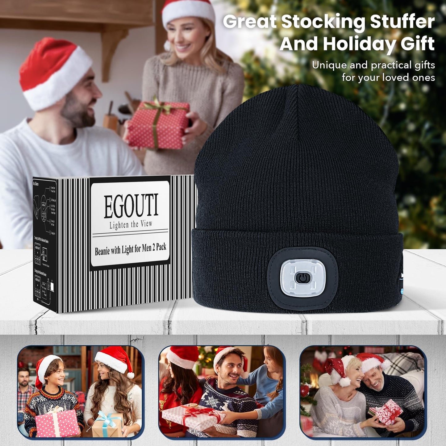 Nuvy Bluetooth Beanie Hats With Lights Bundle