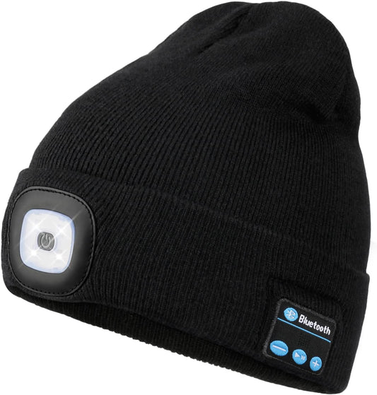 Nuvy Black Bluetooth Beanie with a Light