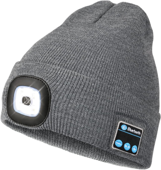 Nuvy Gray Bluetooth Beanie with a Light